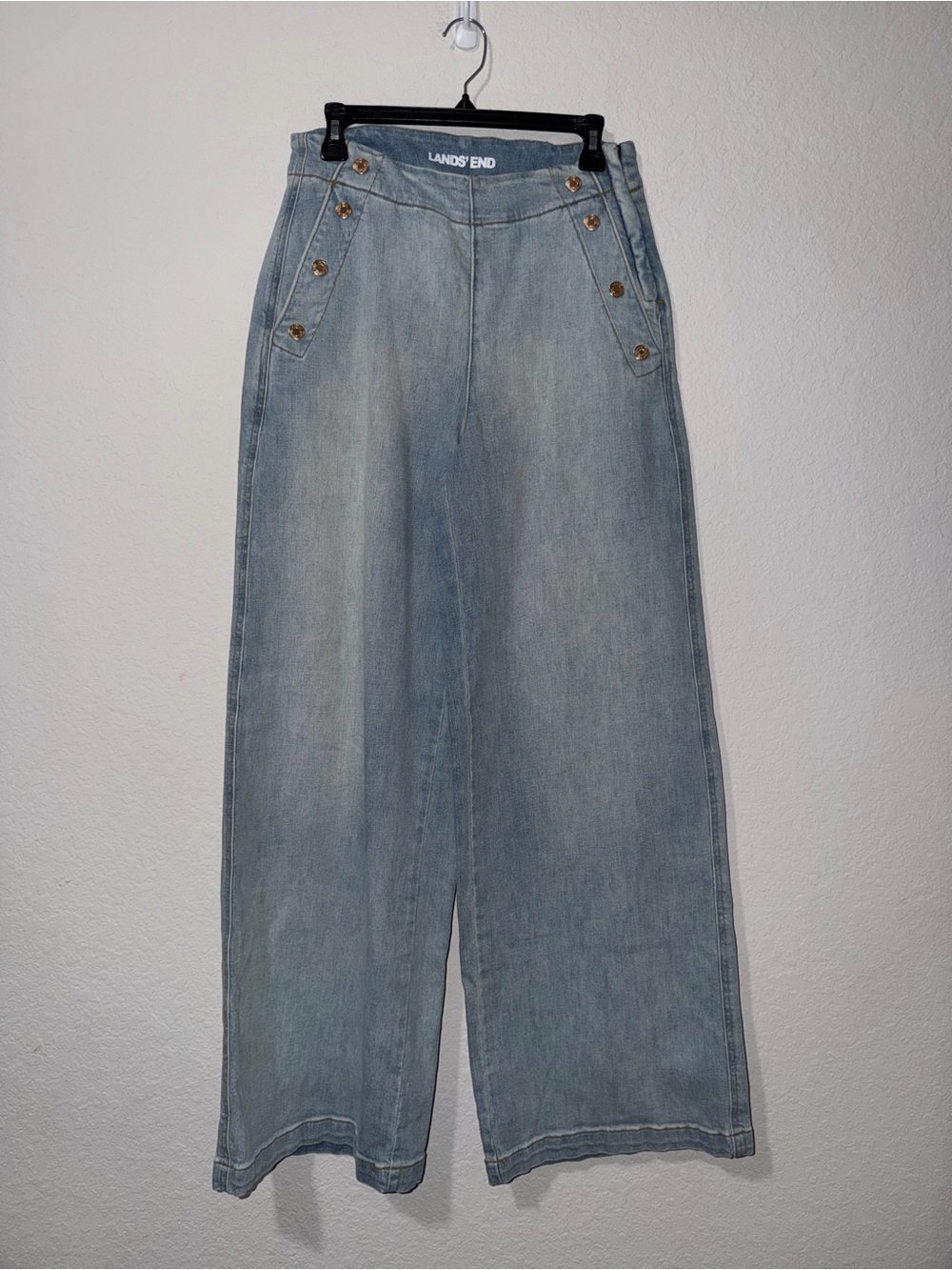 Lands' End Women's Soft Denim High Rise Mariner Panel Extra Wide Jeans